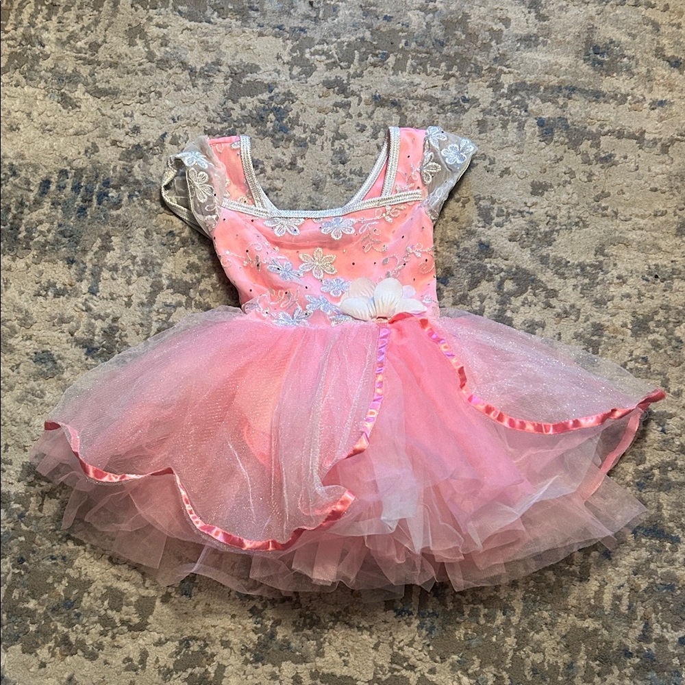 Charming Pink Floral Kids Dance Costume